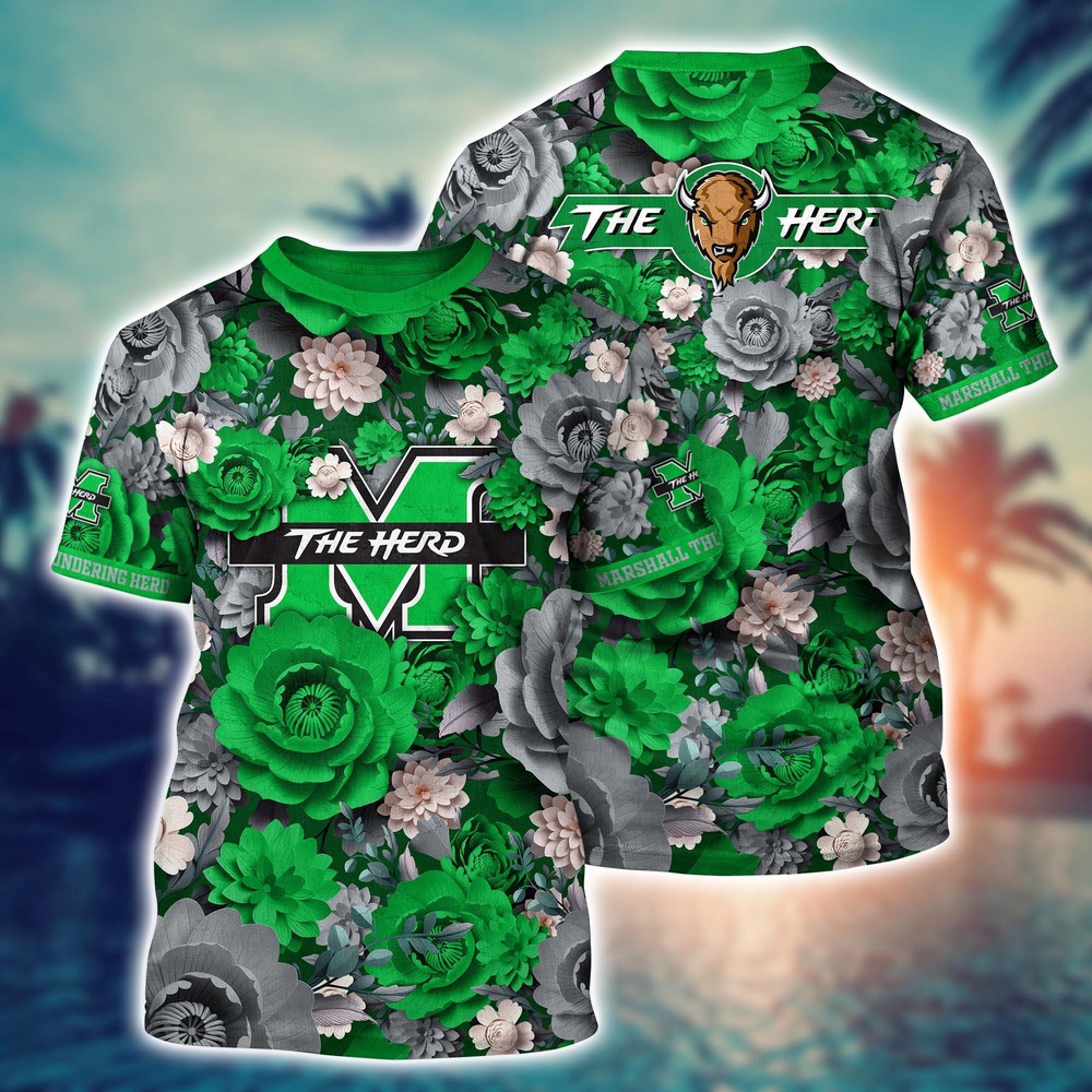 NCAA Marshall Thundering Herd 3D T-Shirt Sleek Layers Of Bliss For Sports Fans