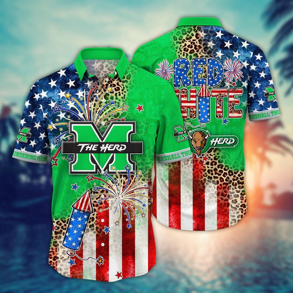 NCAA Marshall Thundering Herd Hawaiian Shirt Aloha All Star Style Gift For Fans NCAA Marshall Thundering Herd Hawaiian Shirt Aloha All Star Style Gift For Fans