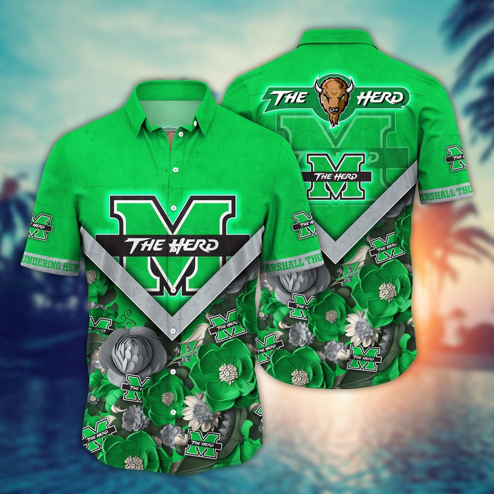 NCAA Marshall Thundering Herd Hawaiian Shirt Floral Fusion Aloha Bliss For Fans NCAA Marshall Thundering Herd Hawaiian Shirt Floral Fusion Aloha Bliss For Fans