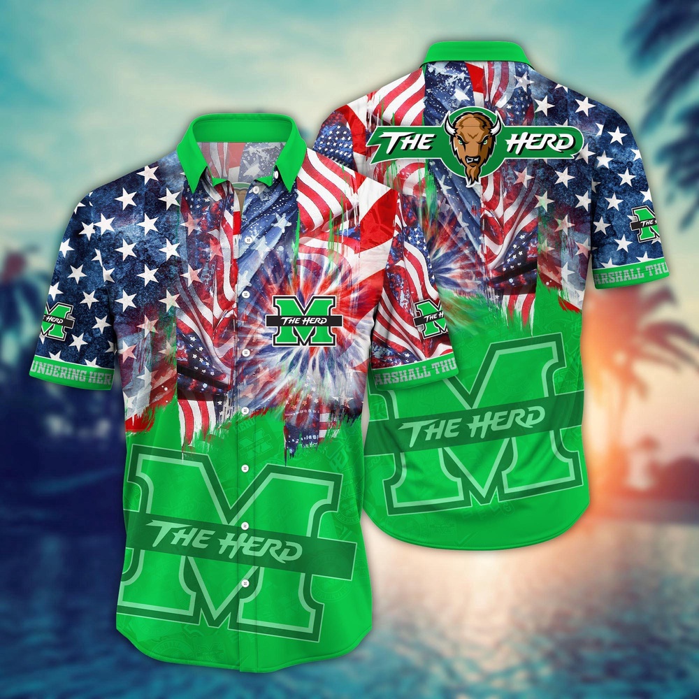 NCAA Marshall Thundering Herd Hawaiian Shirt Marching Band Bloom Gift For Fans NCAA Marshall Thundering Herd Hawaiian Shirt Marching Band Bloom Gift For Fans