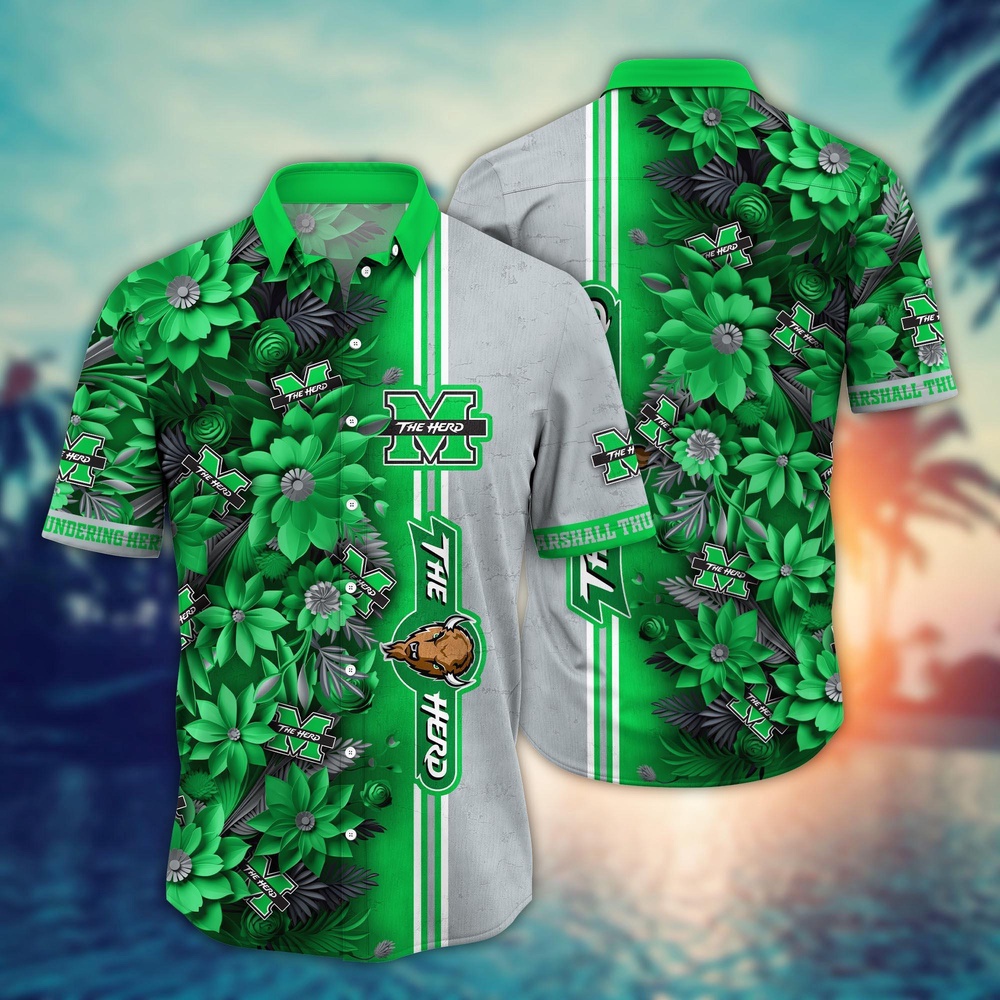 NCAA Marshall Thundering Herd Hawaiian Shirt Victory Vibes Aloha Twist For Fans
