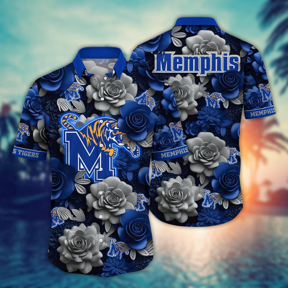 NCAA Memphis Tigers Hawaiian Shirt Floral Rhapsody For Sports Fans NCAA Memphis Tigers Hawaiian Shirt Floral Rhapsody For Sports Fans