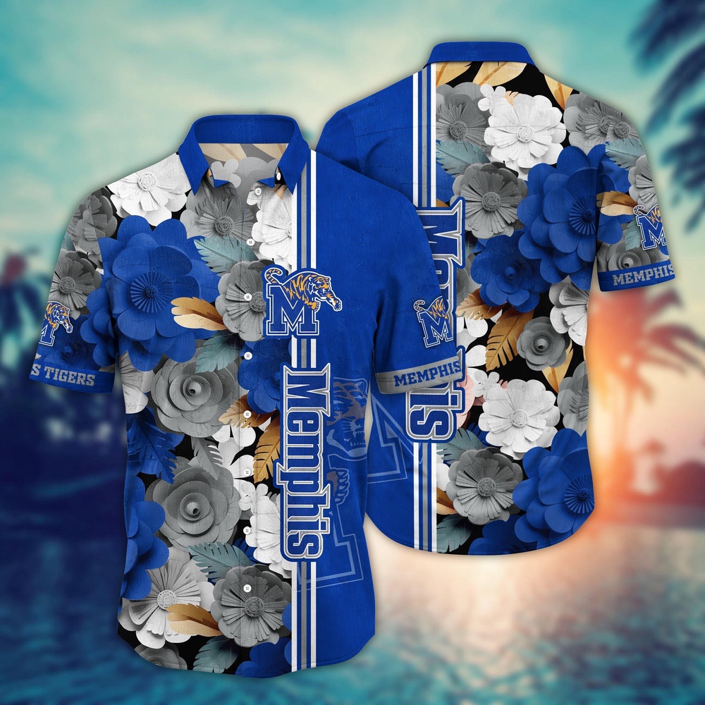 NCAA Memphis Tigers Hawaiian Shirt Tropical Flower Pattern For Sports Fans