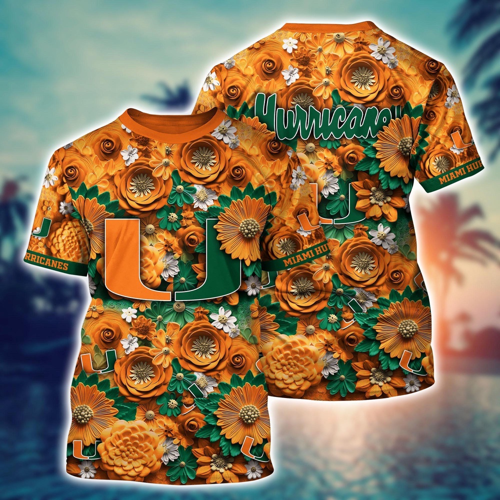 NCAA Miami Hurricanes 3D T-Shirt Athletic Aura Trends For Sports Fans NCAA Miami Hurricanes 3D T-Shirt Athletic Aura Trends For Sports Fans