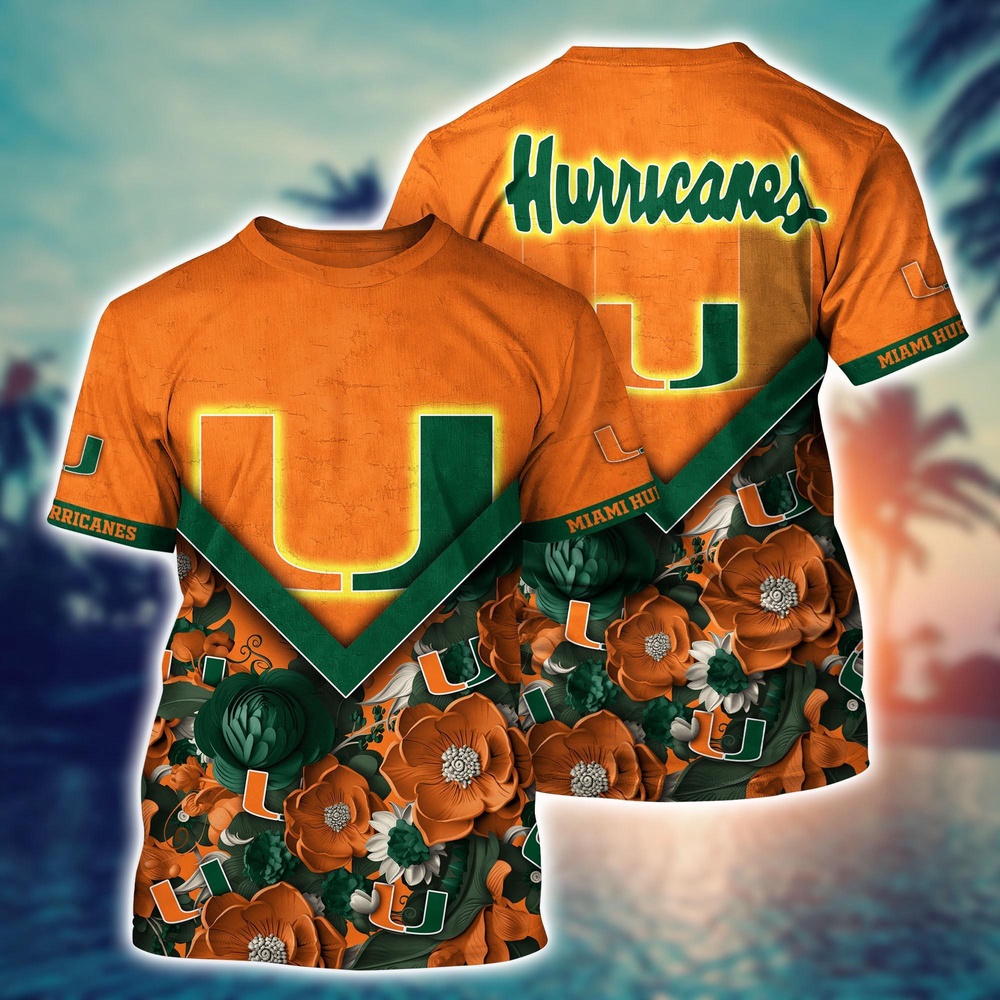 NCAA Miami Hurricanes 3D T-Shirt Champion Comfort Fashion For Sports Fans