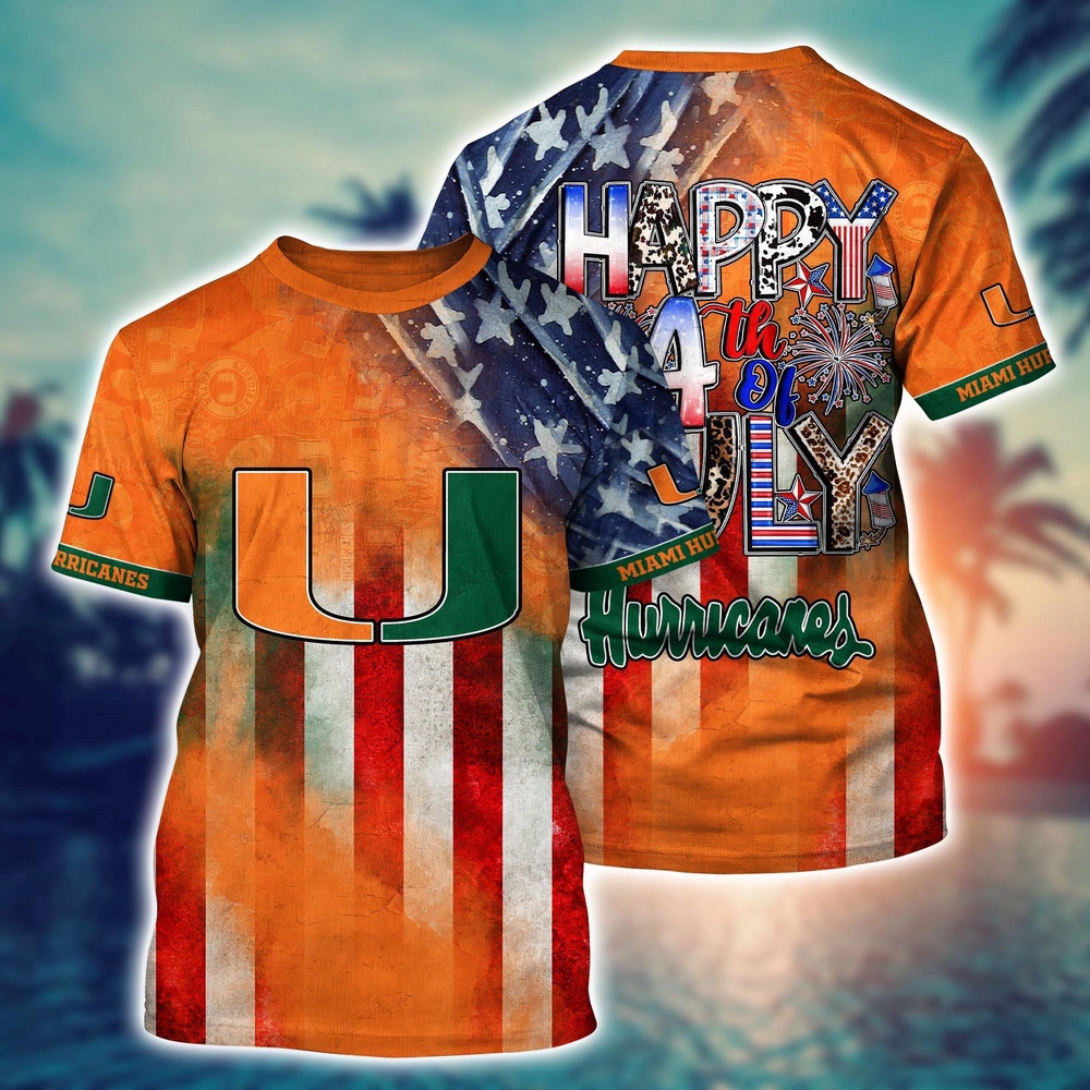 NCAA Miami Hurricanes 3D T-Shirt Champion Comfort For Fans NCAA Miami Hurricanes 3D T-Shirt Champion Comfort For Fans