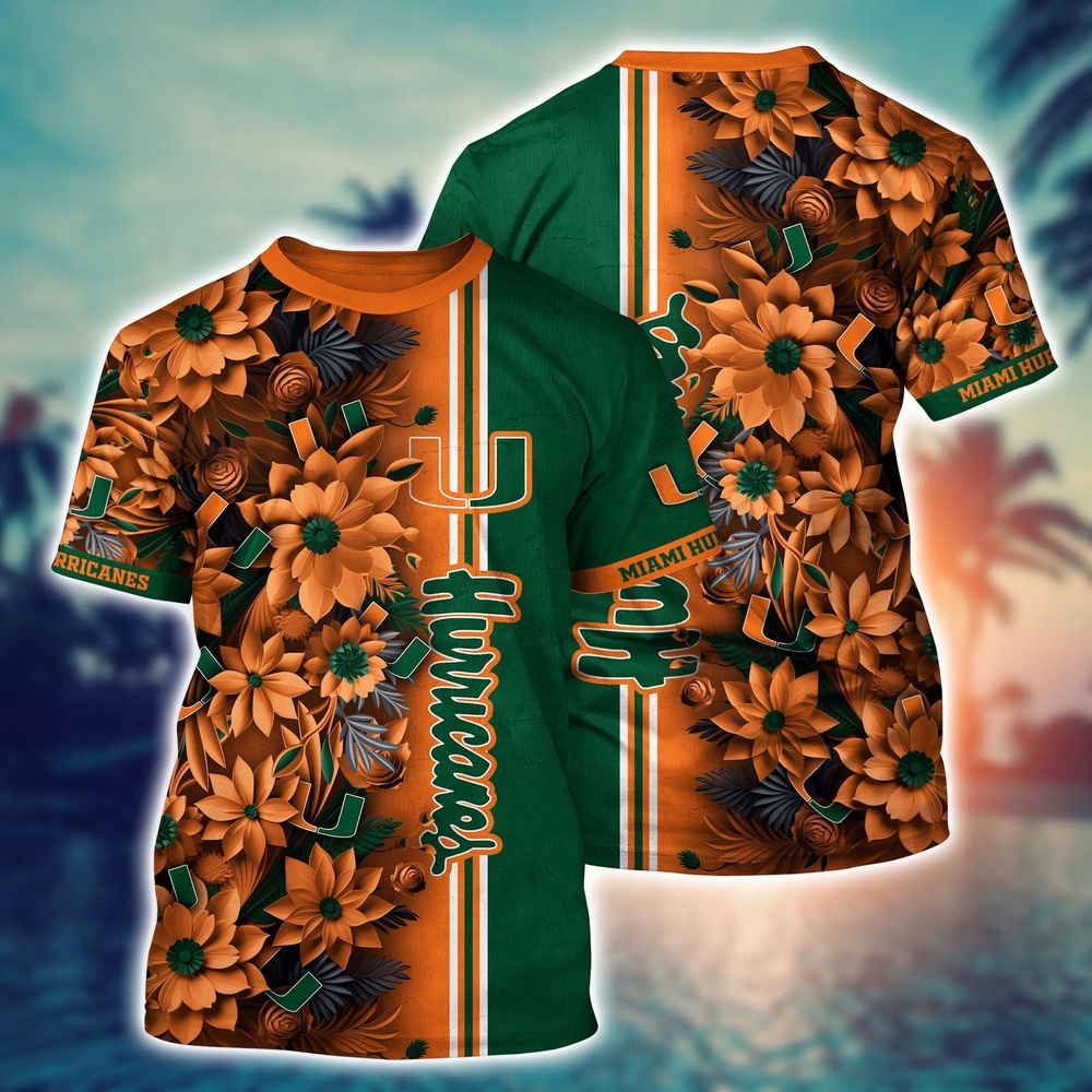 NCAA Miami Hurricanes 3D T-Shirt Signature Style Elegance For Sports Fans NCAA Miami Hurricanes 3D T-Shirt Signature Style Elegance For Sports Fans