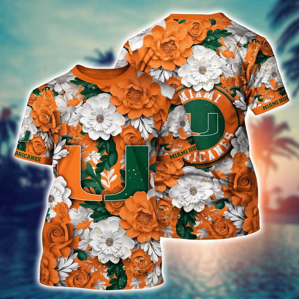NCAA Miami Hurricanes 3D T-Shirt Sleek Urban Bliss For Sports Fans