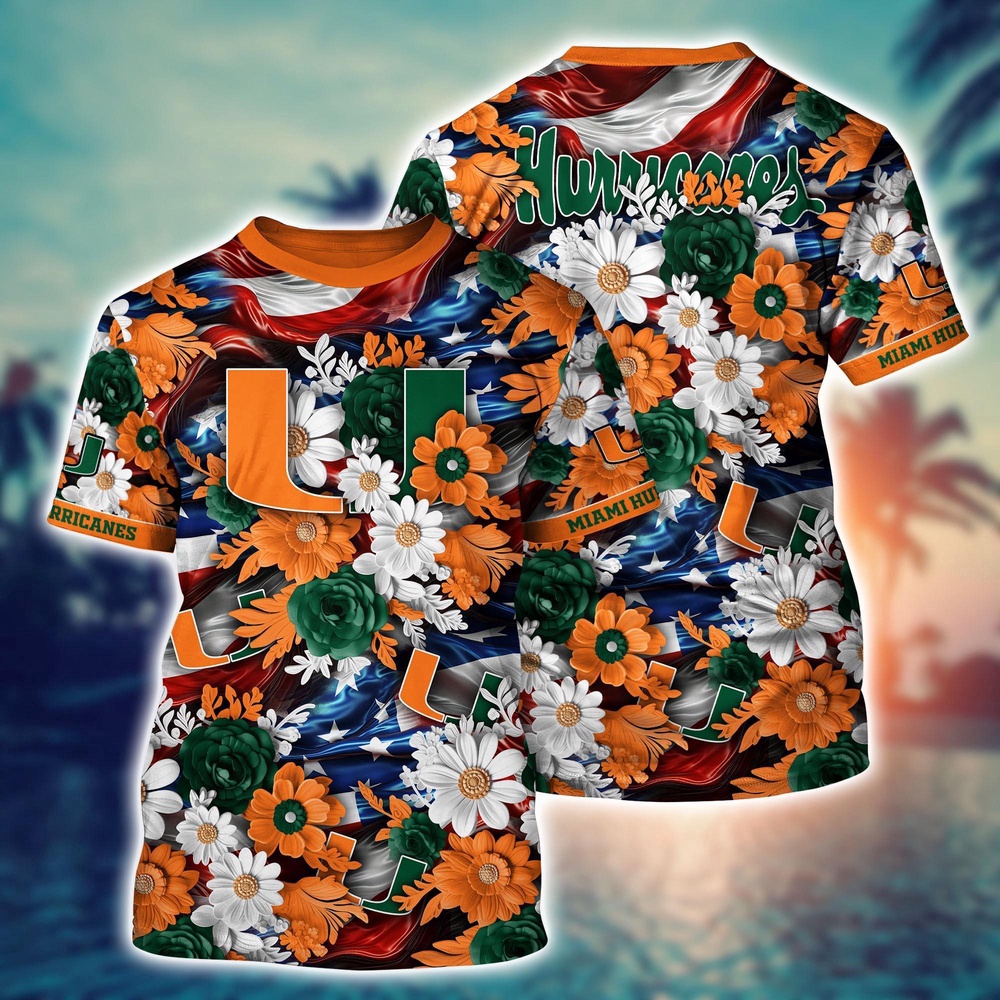 NCAA Miami Hurricanes 3D T-Shirt Sporty Elegance For Fans NCAA Miami Hurricanes 3D T-Shirt Sporty Elegance For Fans