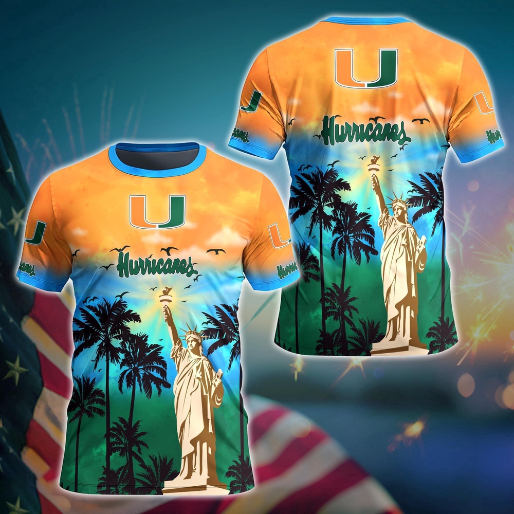 NCAA Miami Hurricanes 3D T-Shirt Tee Parade For Fans NCAA Miami Hurricanes 3D T-Shirt Tee Parade For Fans