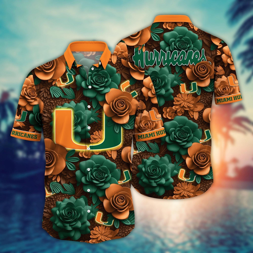 NCAA Miami Hurricanes Hawaiian Shirt Floral Rhapsody For Sports Fans NCAA Miami Hurricanes Hawaiian Shirt Floral Rhapsody For Sports Fans
