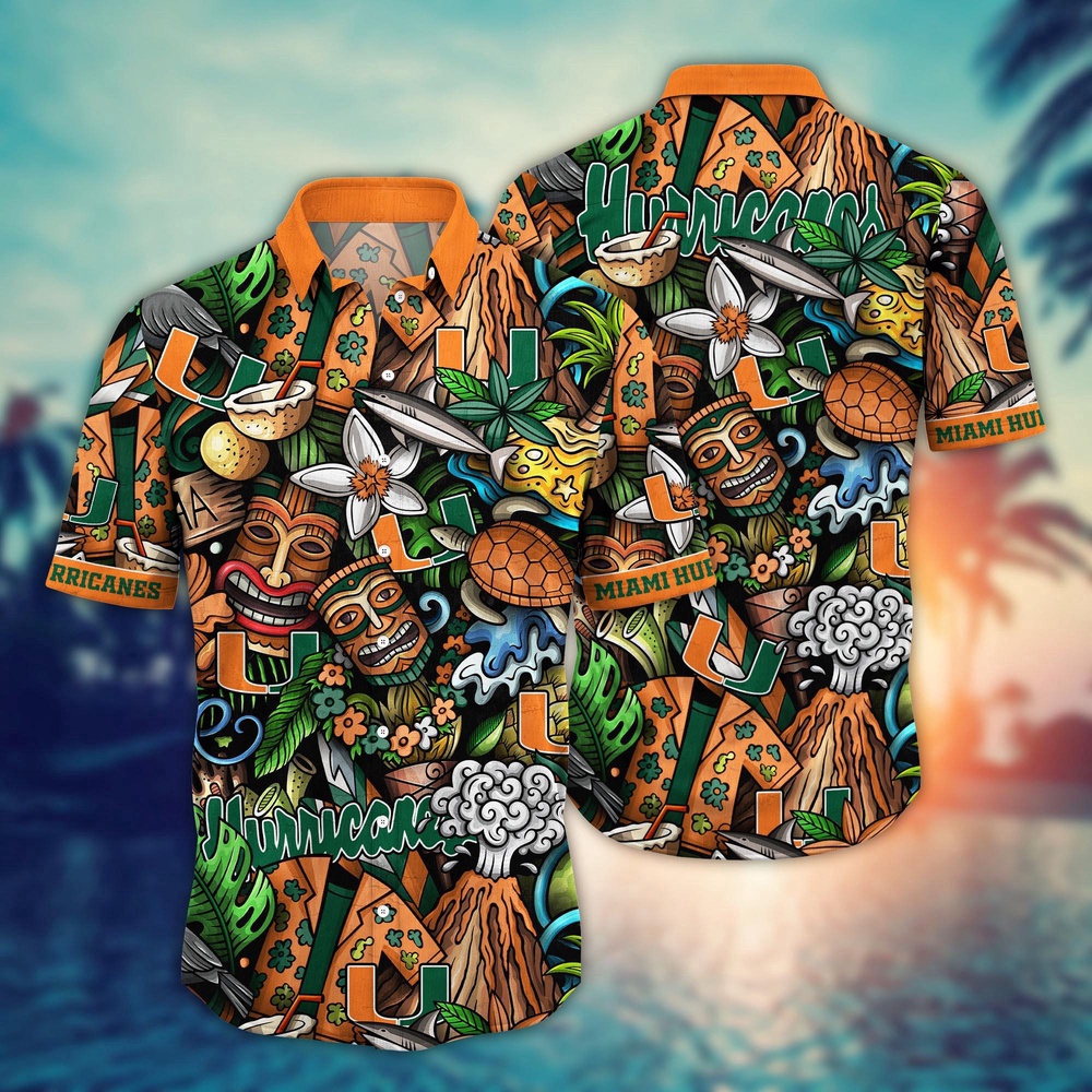 NCAA Miami Hurricanes Hawaiian Shirt Goal Line Glory Gift For Fans