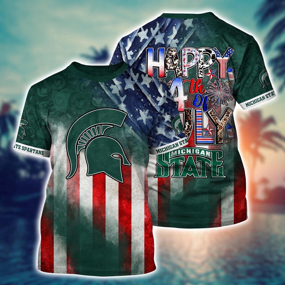 NCAA Michigan State Spartans 3D T-Shirt Champion Comfort For Fans