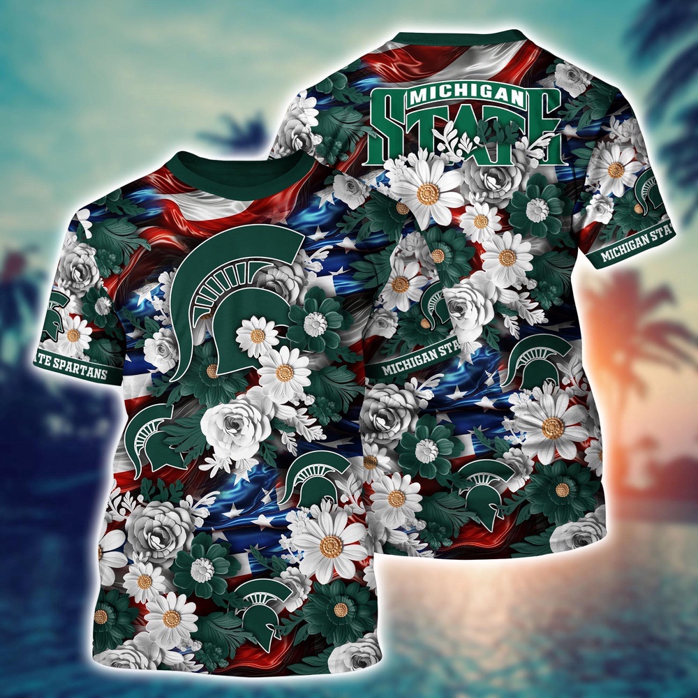 NCAA Michigan State Spartans 3D T-Shirt Sporty Elegance For Fans