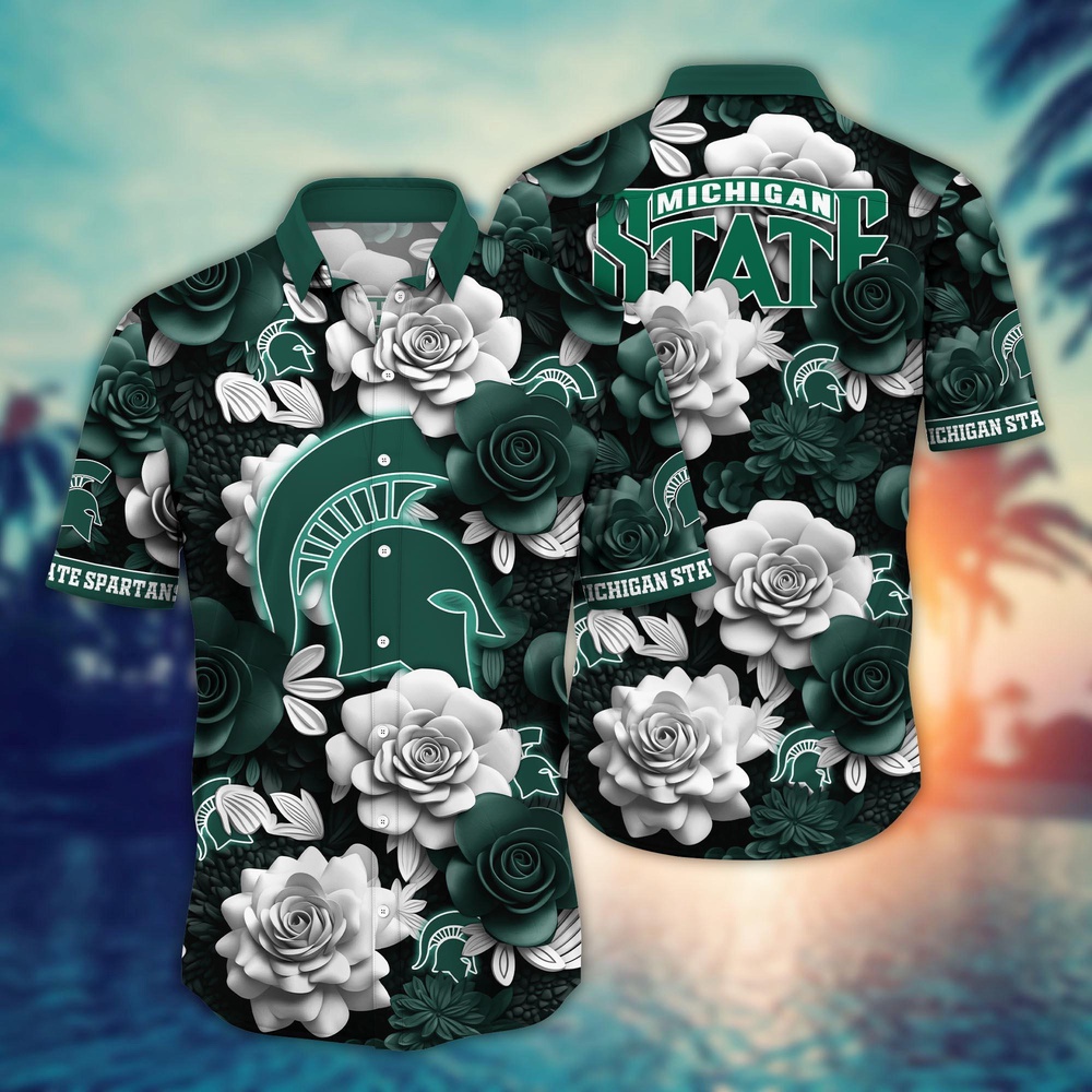 NCAA Michigan State Spartans Hawaiian Shirt Floral Rhapsody For Sports Fans NCAA Michigan State Spartans Hawaiian Shirt Floral Rhapsody For Sports Fans