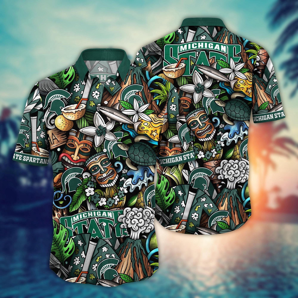 NCAA Michigan State Spartans Hawaiian Shirt Goal Line Glory Gift For Fans NCAA Michigan State Spartans Hawaiian Shirt Goal Line Glory Gift For Fans