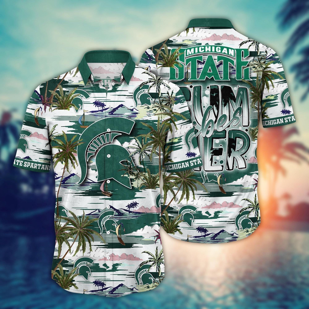NCAA Michigan State Spartans Hawaiian Shirt Tropical Bliss Brigade For Sports Fans NCAA Michigan State Spartans Hawaiian Shirt Tropical Bliss Brigade For Sports Fans