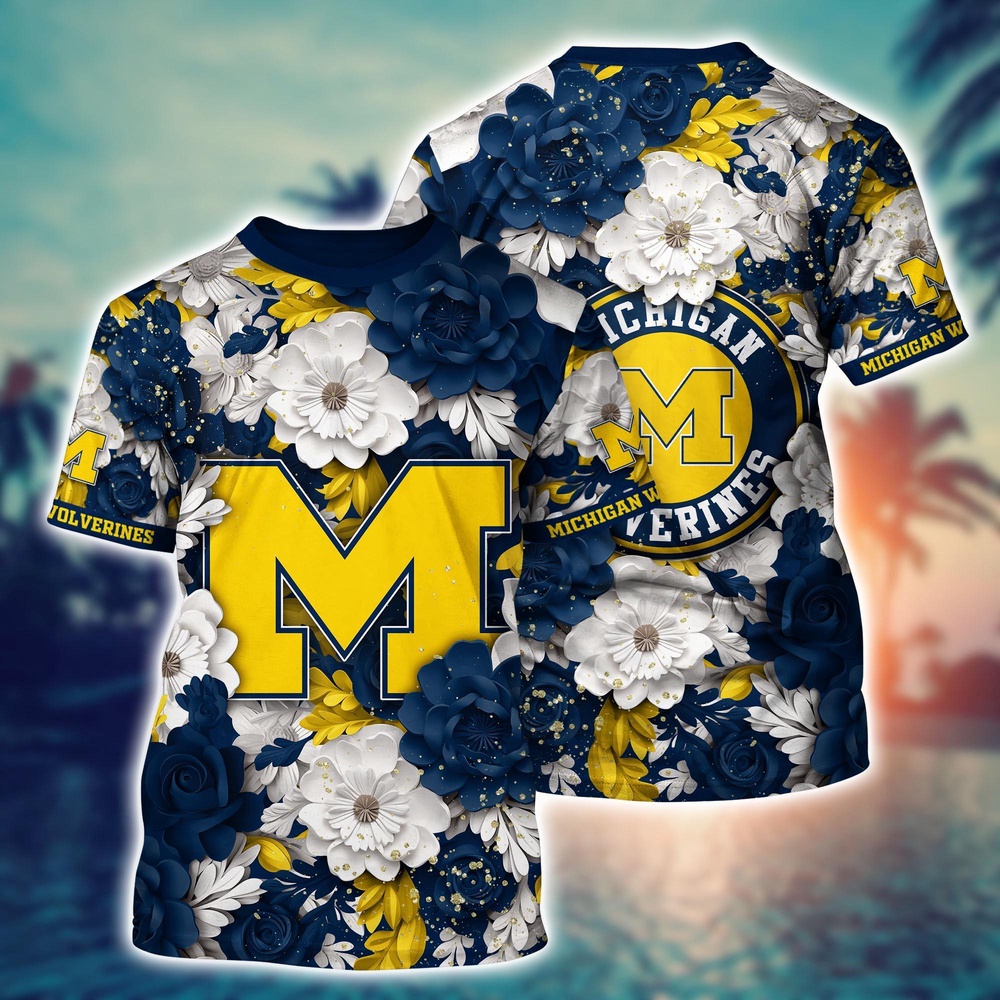 NCAA Michigan Wolverines 3D T-Shirt Casual Elegance Blissful For Sports Fans
