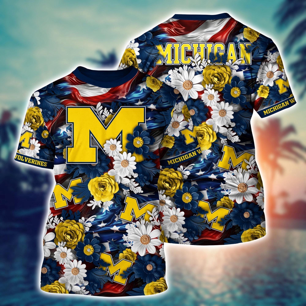 NCAA Michigan Wolverines 3D T-Shirt Fashionable Glamour For Fans