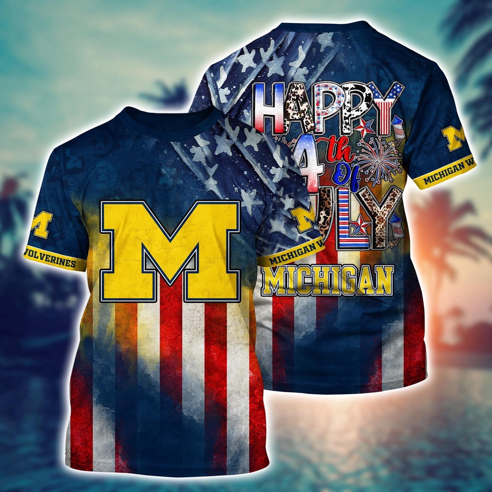 NCAA Michigan Wolverines 3D T-Shirt Sporty Bliss For Fans