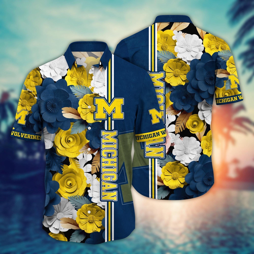 NCAA Michigan Wolverines Hawaiian Shirt Blossom Bliss Cascade For Sports Fans NCAA Michigan Wolverines Hawaiian Shirt Blossom Bliss Cascade For Sports Fans