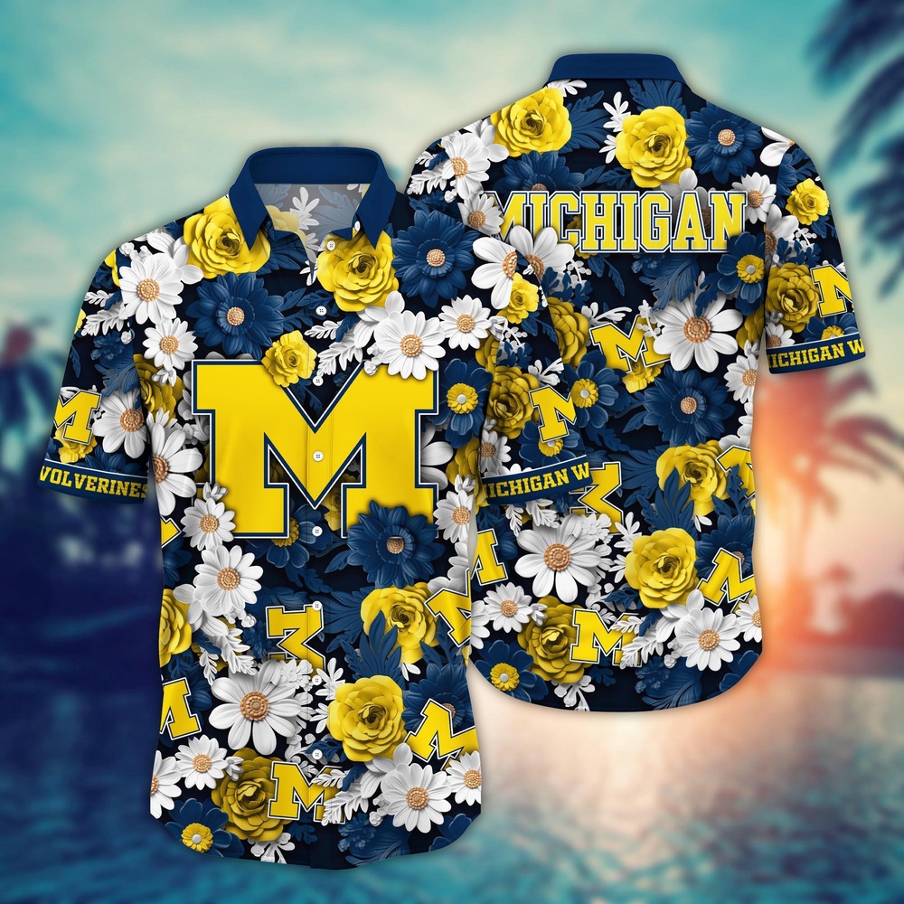 NCAA Michigan Wolverines Hawaiian Shirt Breeze Through Bloom For Sports Fans NCAA Michigan Wolverines Hawaiian Shirt Breeze Through Bloom For Sports Fans
