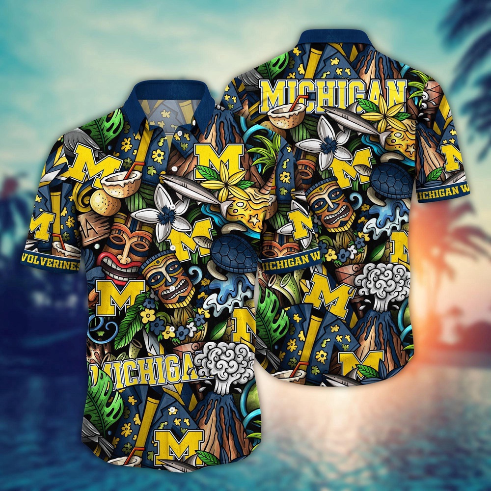 NCAA Michigan Wolverines Hawaiian Shirt Campus Blossom Bliss Gift For Fans NCAA Michigan Wolverines Hawaiian Shirt Campus Blossom Bliss Gift For Fans