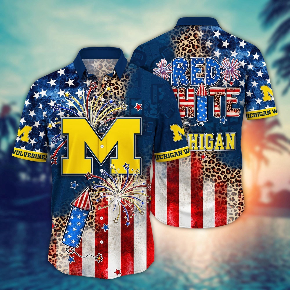 NCAA Michigan Wolverines Hawaiian Shirt Sideline Serenity Gift For Fans NCAA Michigan Wolverines Hawaiian Shirt Sideline Serenity Gift For Fans