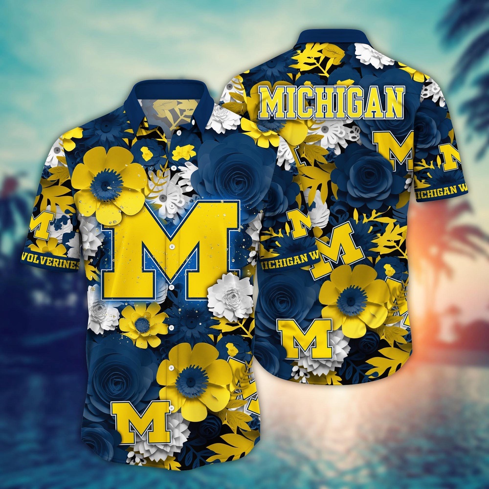 NCAA Michigan Wolverines Hawaiian Shirt Tropic Tunes For Fans NCAA Michigan Wolverines Hawaiian Shirt Tropic Tunes For Fans