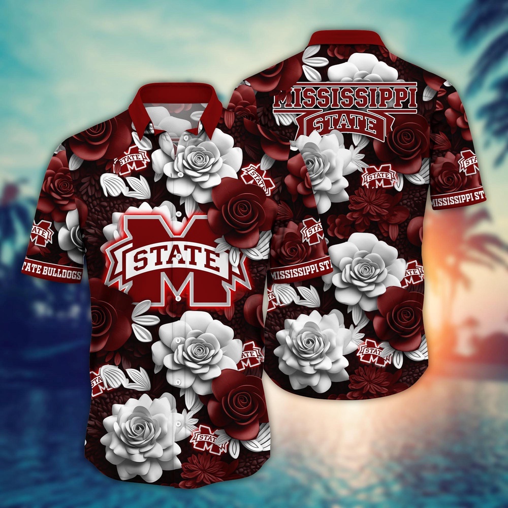 NCAA Mississippi State Bulldogs Hawaiian Shirt Floral Rhapsody For Sports Fans NCAA Mississippi State Bulldogs Hawaiian Shirt Floral Rhapsody For Sports Fans