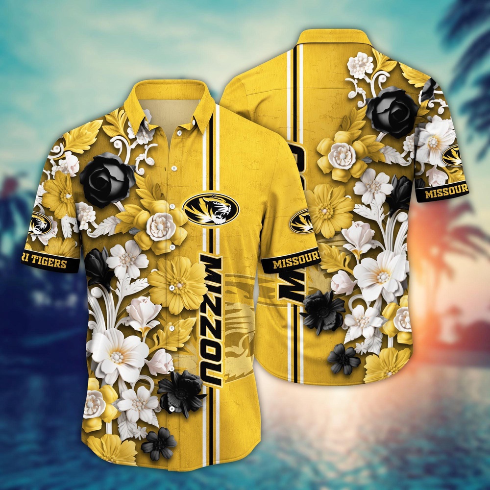 NCAA Missouri Tigers Hawaiian Shirt Floral Fantasy Fiesta For Sports Fans NCAA Missouri Tigers Hawaiian Shirt Floral Fantasy Fiesta For Sports Fans