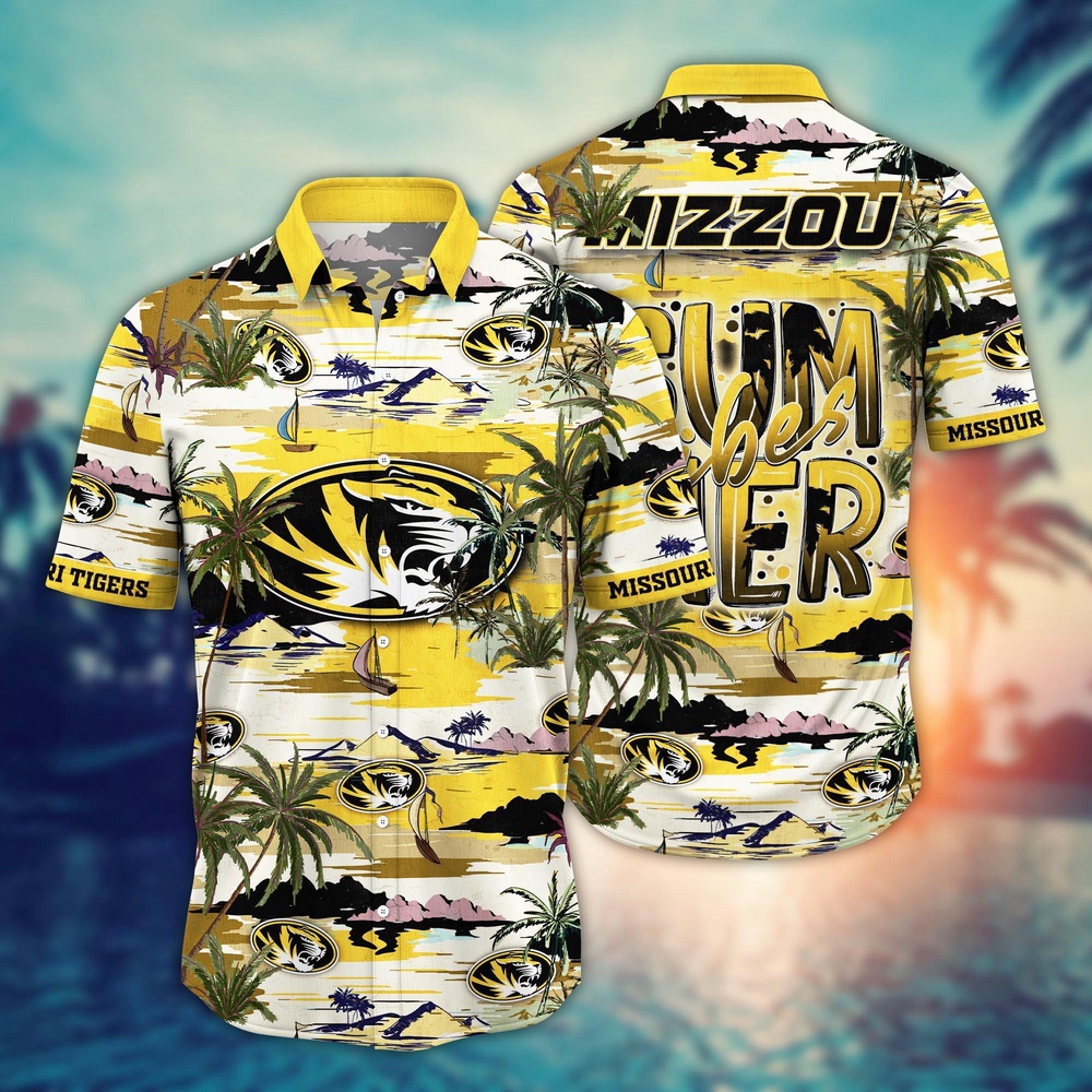 NCAA Missouri Tigers Hawaiian Shirt Palm Tree Cascade For Sports Fans