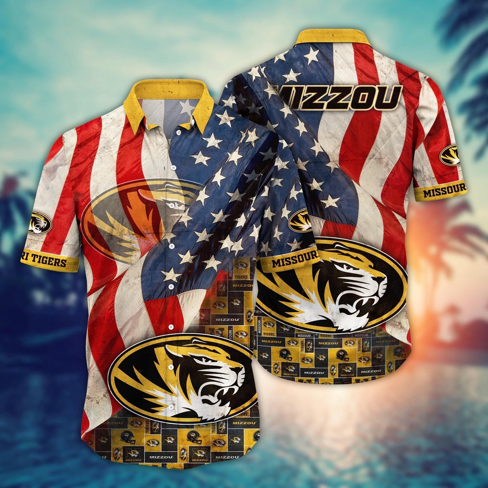 NCAA Missouri Tigers Hawaiian Shirt US Flags Elegance For Sports Fans NCAA Missouri Tigers Hawaiian Shirt US Flags Elegance For Sports Fans