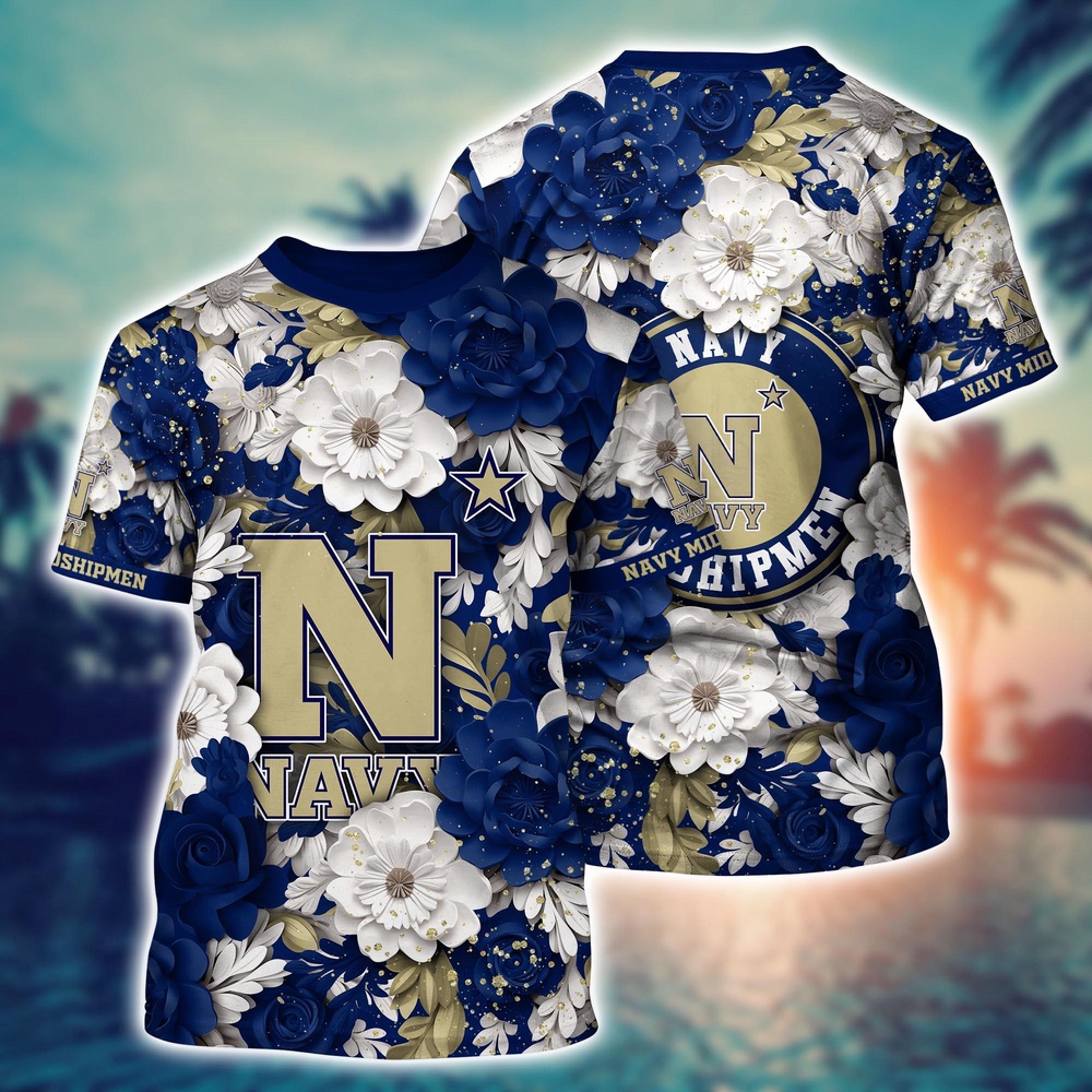 NCAA Navy Midshipmen 3D T-Shirt Elegance In Style For Sports Fans