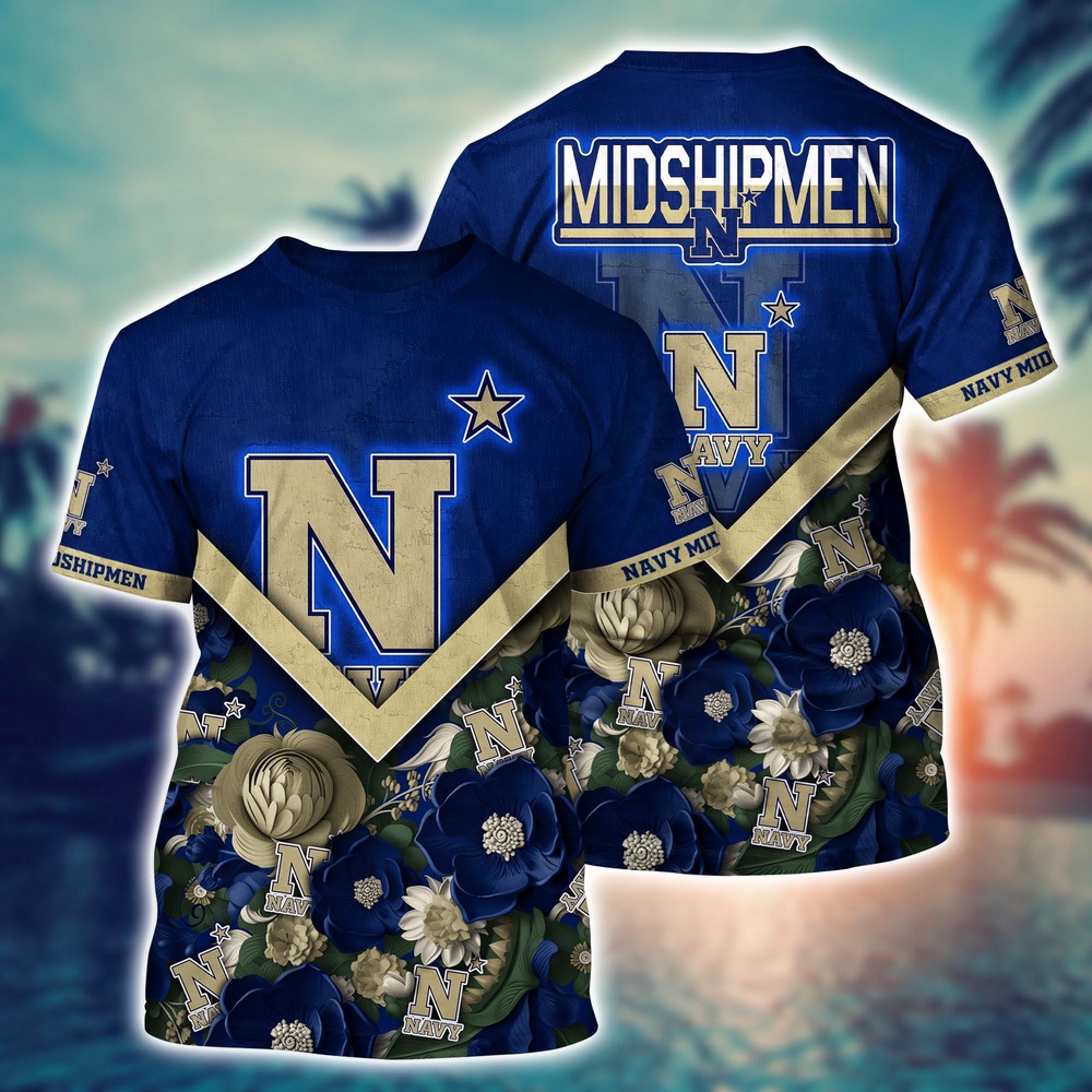 NCAA Navy Midshipmen 3D T-Shirt Sporty Elegance Bliss For Sports Fans NCAA Navy Midshipmen 3D T-Shirt Sporty Elegance Bliss For Sports Fans