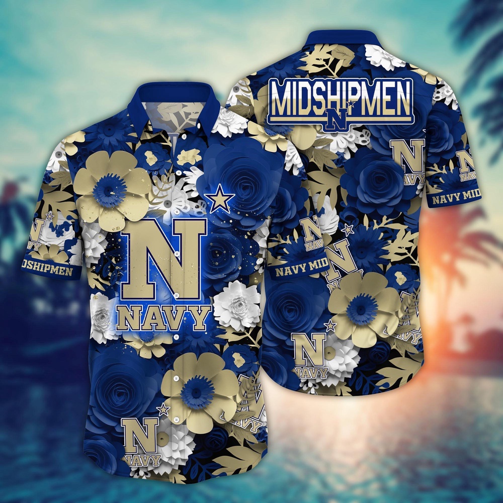 NCAA Navy Midshipmen Hawaiian Shirt Grandstand Gala For Fans NCAA Navy Midshipmen Hawaiian Shirt Grandstand Gala For Fans
