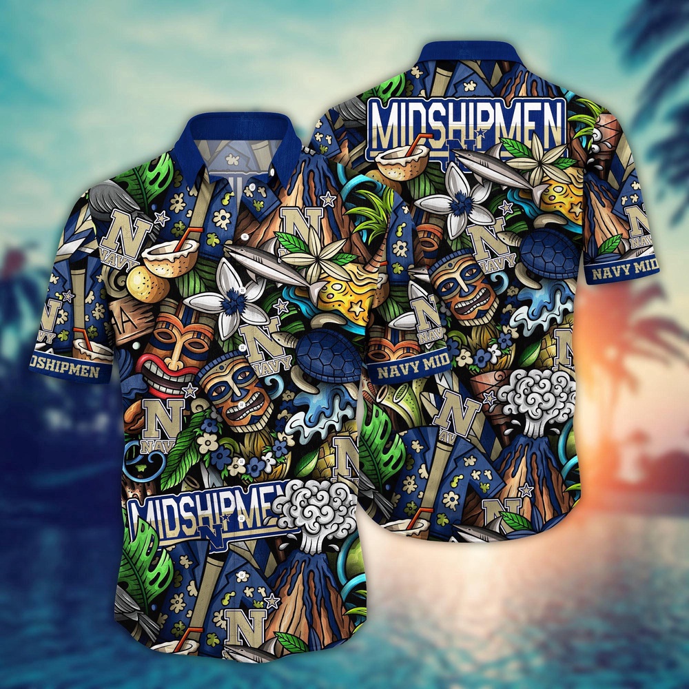 NCAA Navy Midshipmen Hawaiian Shirt Sizzling Spirit Gift For Fans NCAA Navy Midshipmen Hawaiian Shirt Sizzling Spirit Gift For Fans