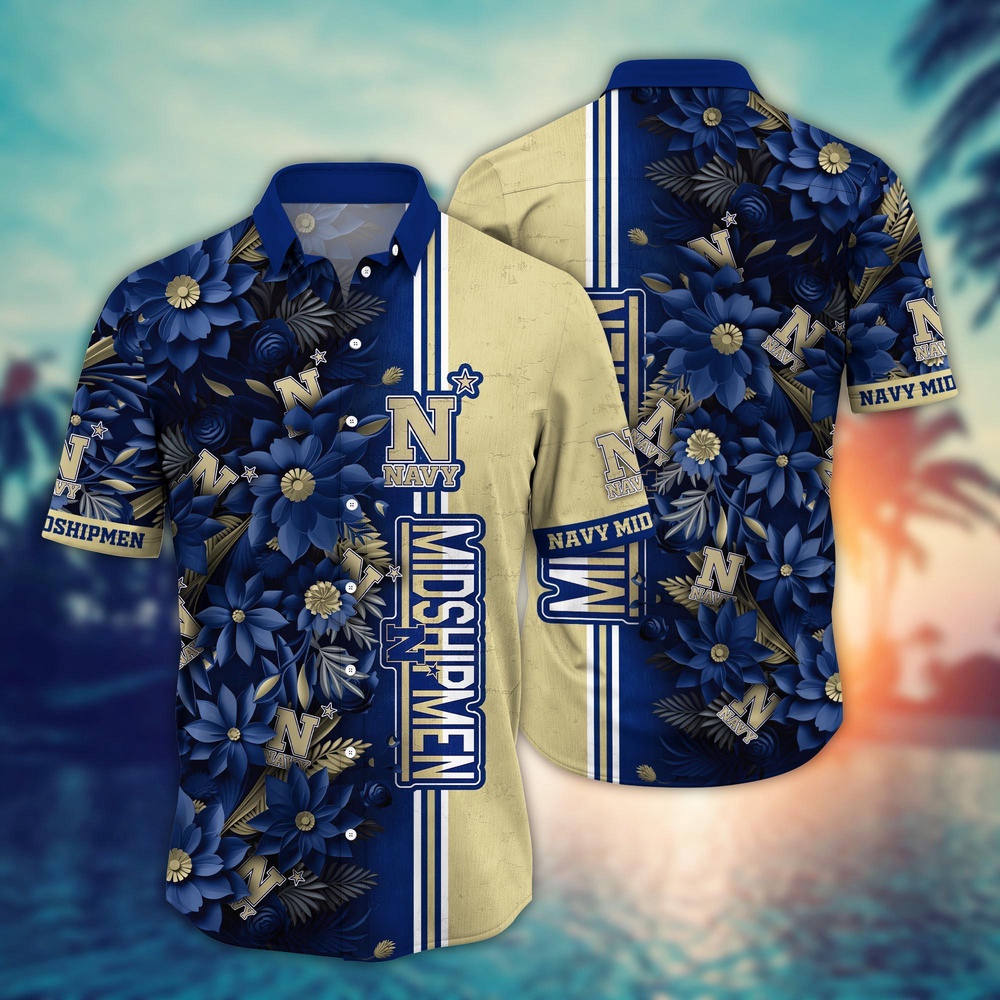 NCAA Navy Midshipmen Hawaiian Shirt Victory Vibes Aloha Twist For Fans