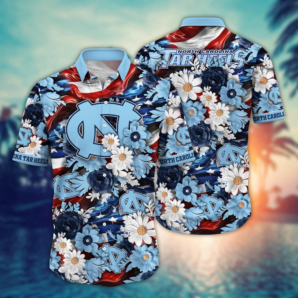 NCAA North Carolina Tar Heels Hawaiian Shirt Campus Bloom Elegance Gift For Fans NCAA North Carolina Tar Heels Hawaiian Shirt Campus Bloom Elegance Gift For Fans