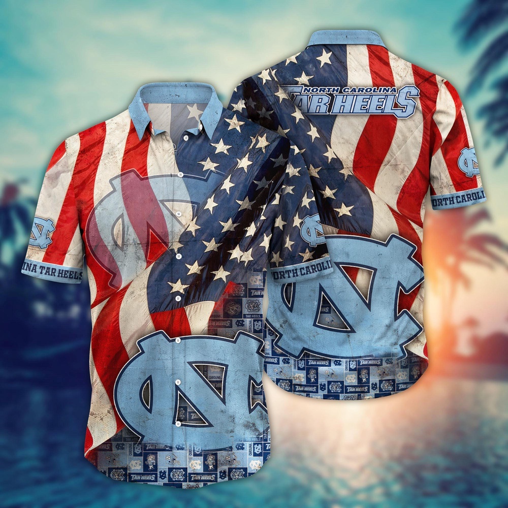 NCAA North Carolina Tar Heels Hawaiian Shirt US Flags Elegance For Sports Fans