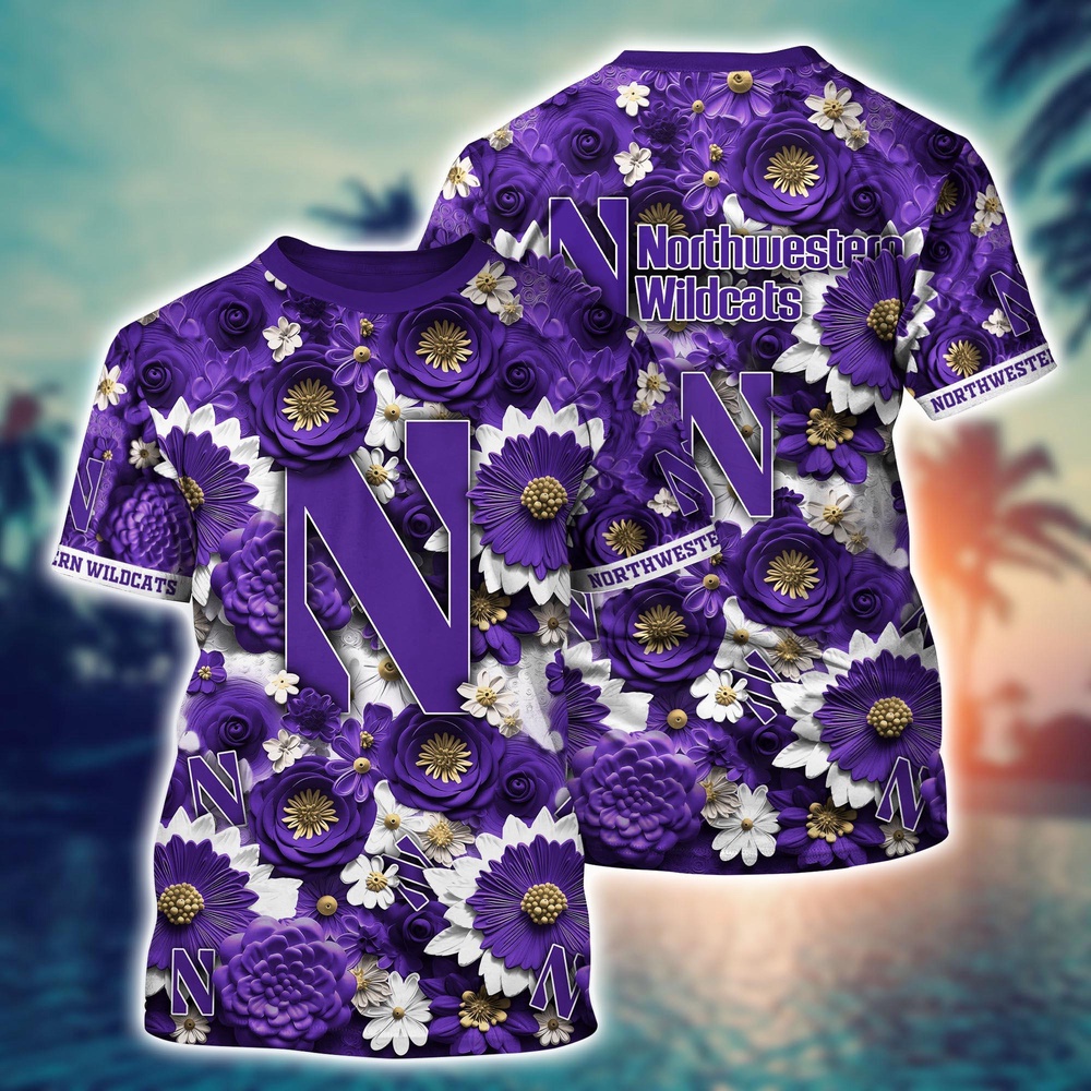 NCAA Northwestern Wildcats 3D T-Shirt Athletic Aura Trends For Sports Fans NCAA Northwestern Wildcats 3D T-Shirt Athletic Aura Trends For Sports Fans