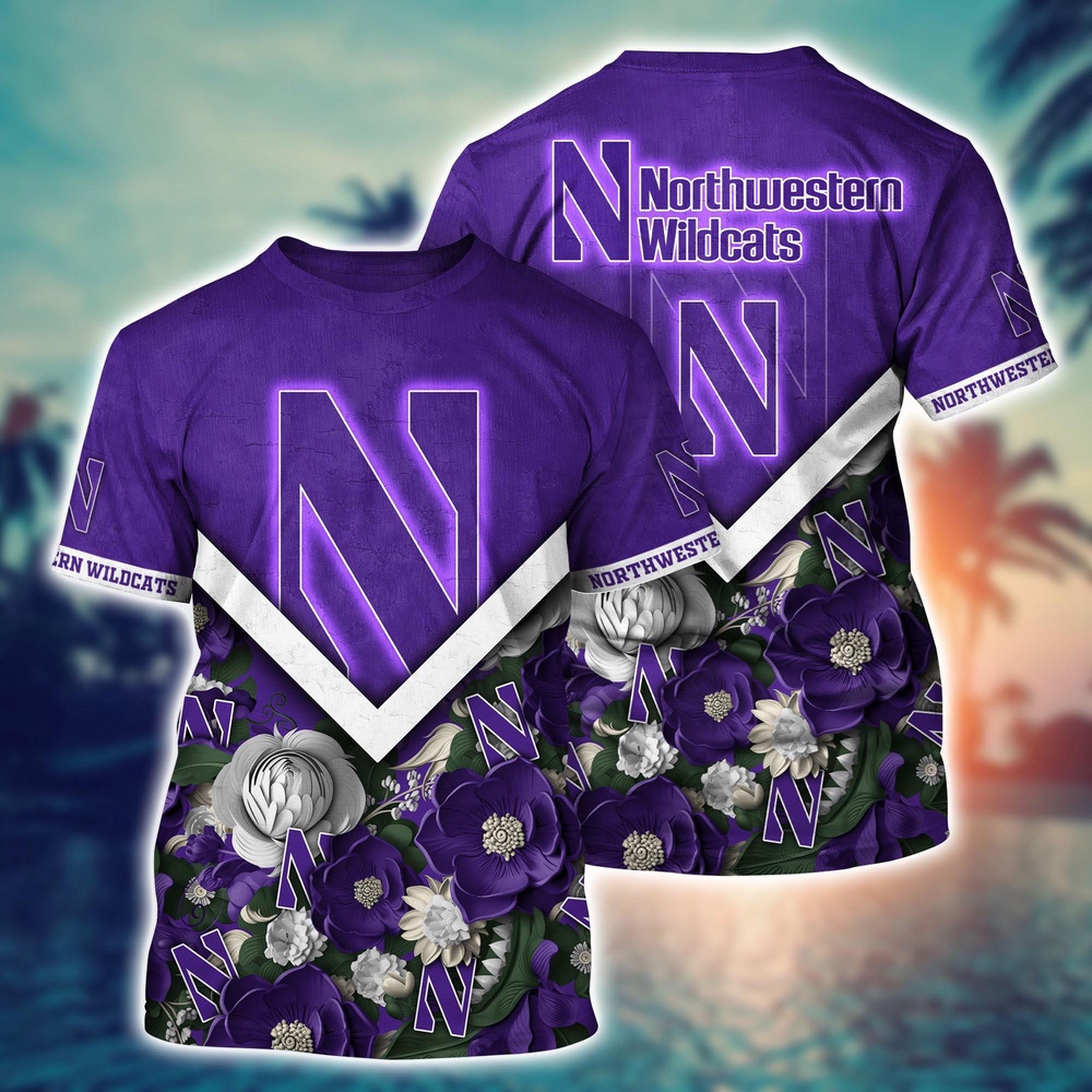 NCAA Northwestern Wildcats 3D T-Shirt Champion Comfort Fashion For Sports Fans