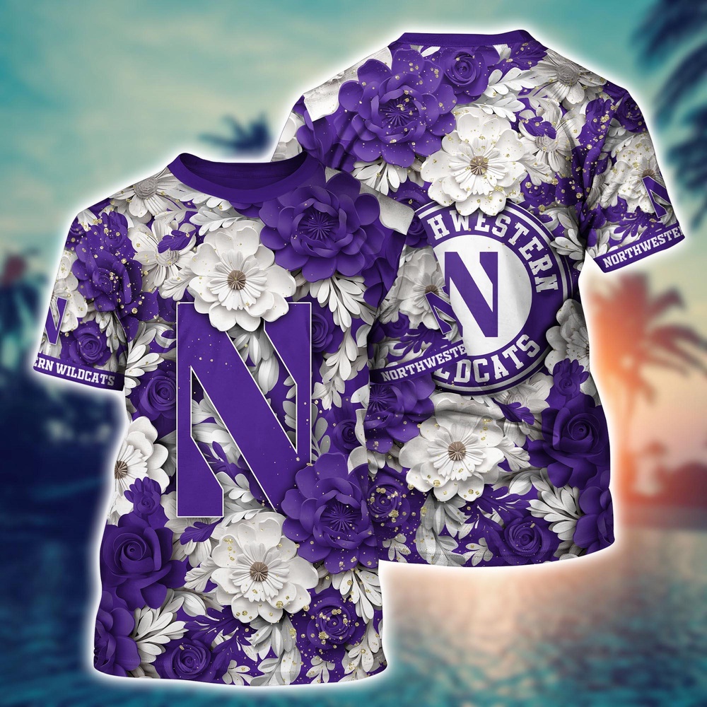NCAA Northwestern Wildcats 3D T-Shirt Sleek Urban Bliss For Sports Fans