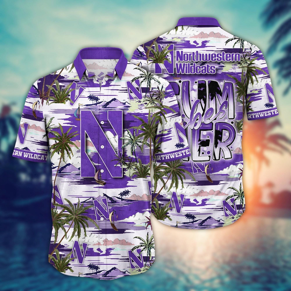 NCAA Northwestern Wildcats Hawaiian Shirt Tropical Bliss Brigade For Sports Fans