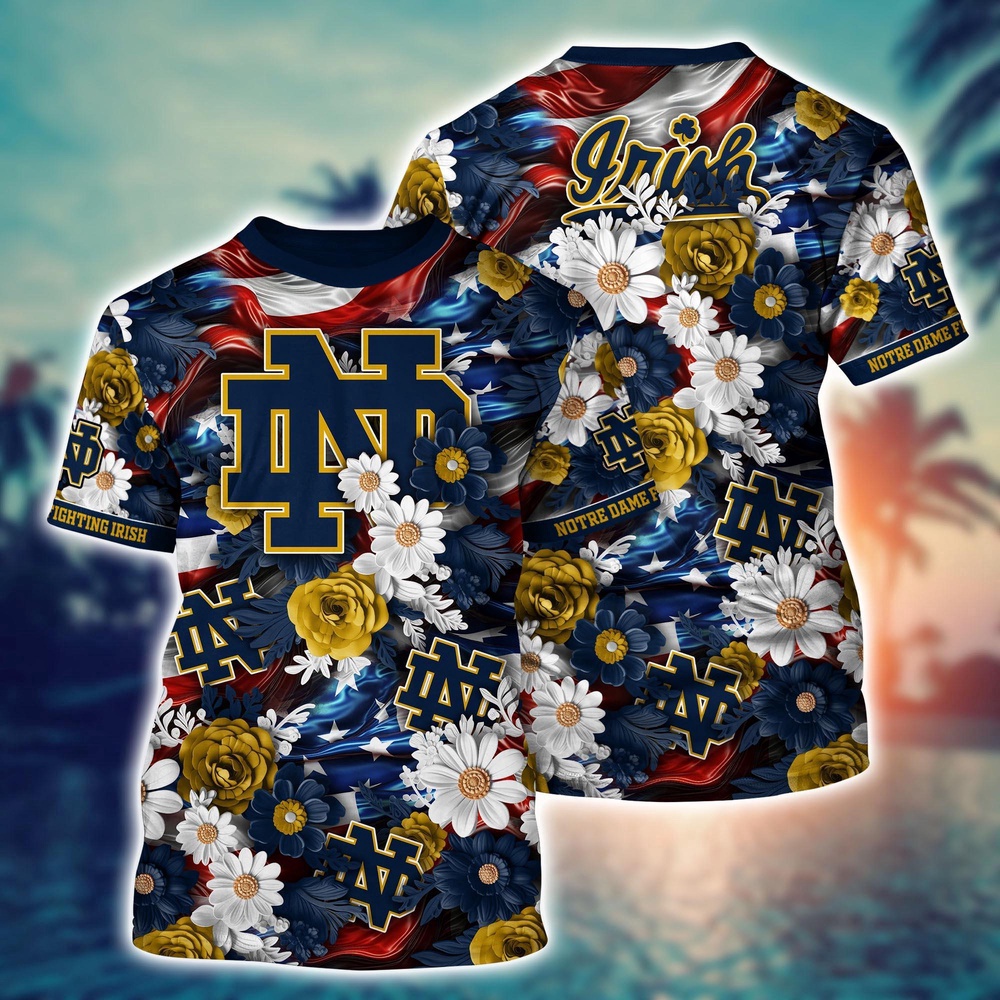 NCAA Notre Dame Fighting Irish 3D T-Shirt Sporty Elegance For Fans NCAA Notre Dame Fighting Irish 3D T-Shirt Sporty Elegance For Fans