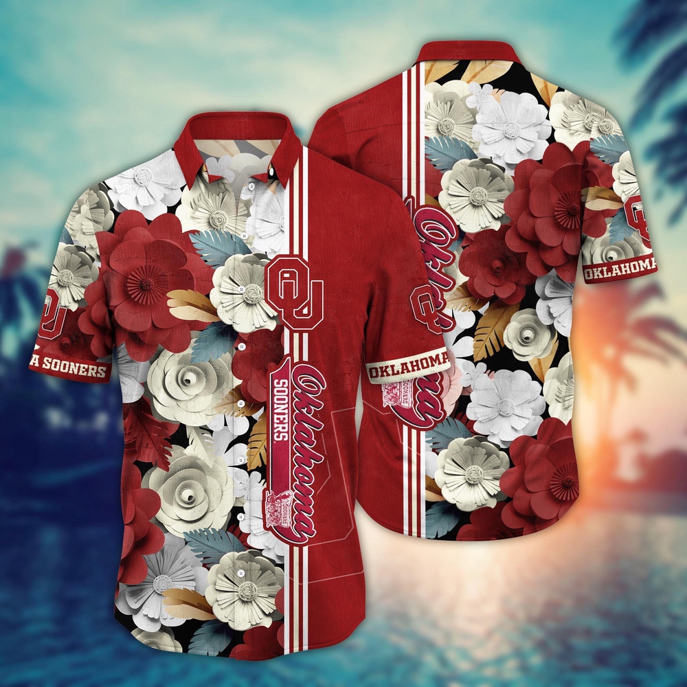 NCAA Oklahoma Sooners Hawaiian Shirt Tropical Flower Pattern For Sports Fans