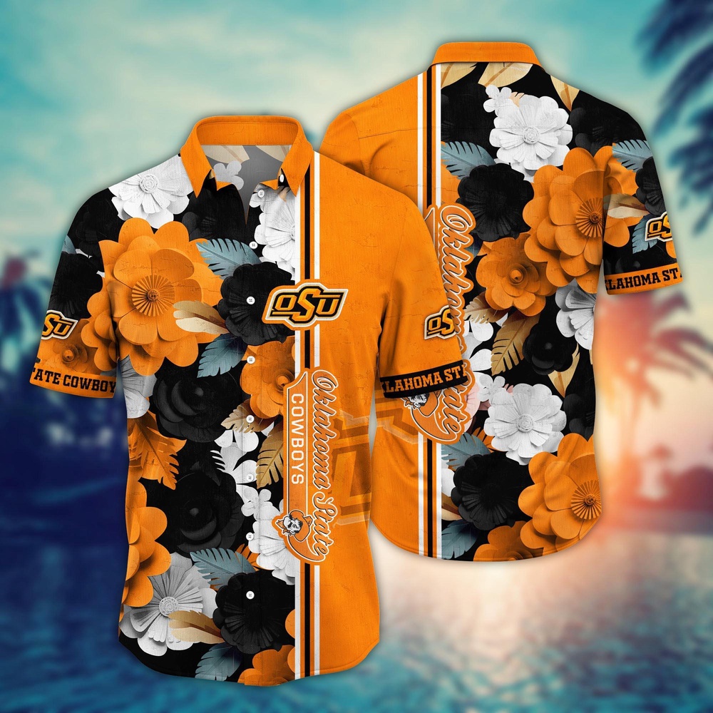 NCAA Oklahoma State Cowboys Hawaiian Shirt Tropical Flower Pattern For Sports Fans NCAA Oklahoma State Cowboys Hawaiian Shirt Tropical Flower Pattern For Sports Fans
