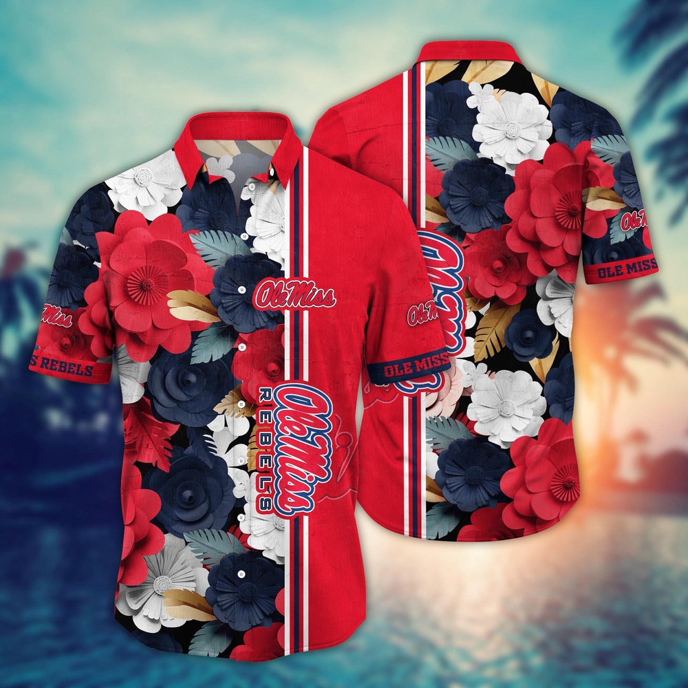 NCAA Ole Miss Rebels Hawaiian Shirt Blossom Bliss Cascade For Sports Fans NCAA Ole Miss Rebels Hawaiian Shirt Blossom Bliss Cascade For Sports Fans