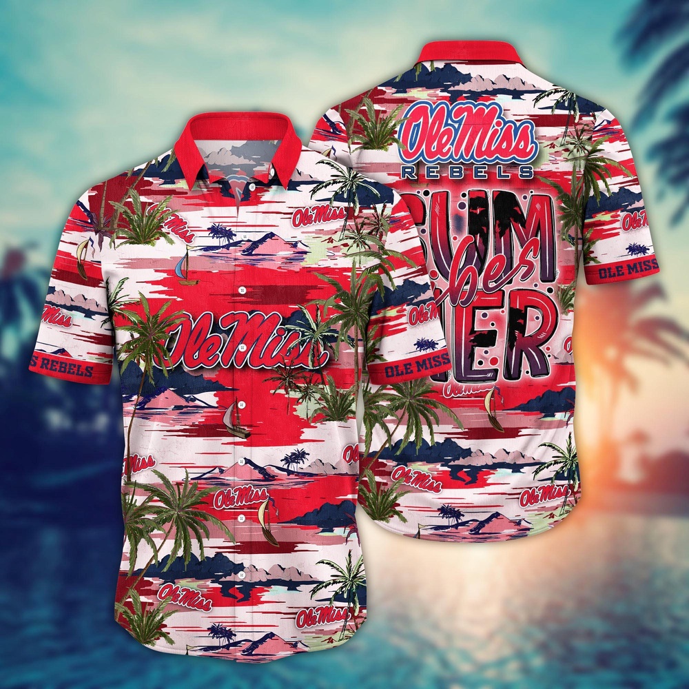 NCAA Ole Miss Rebels Hawaiian Shirt Palm Tree Cascade For Sports Fans