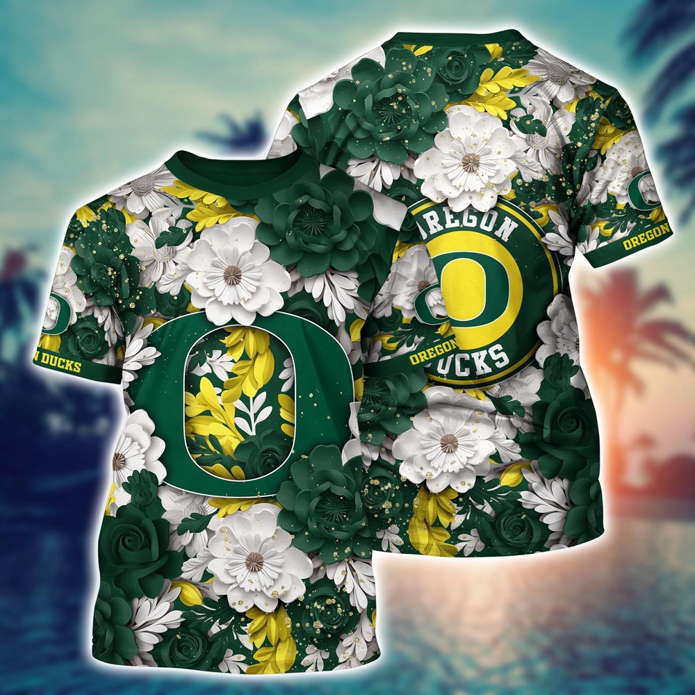 NCAA Oregon Ducks 3D T-Shirt Casual Elegance Blissful For Sports Fans
